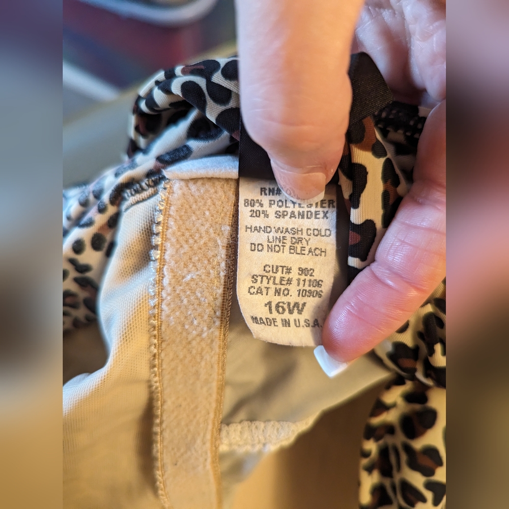 VINTAGE ESTHER WILLIAMS LEOPARD PRINT RUCHED HALTER ONE PIECE PIN UP  SZ 16 W - Picture 11 of 12